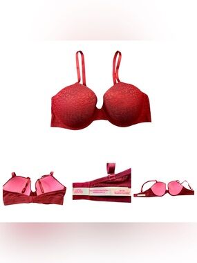 PINK Victoria's Secret Wear Everywhere Lace Push-Up Bra - Maroon - 36D